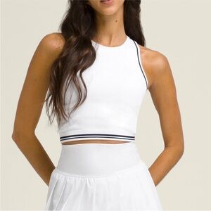 Wilson White Ribbed Racerback Crop Top with Black Trim